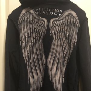 Black angel wing hoodie by Affliction